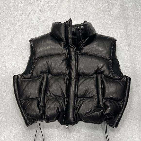 Amiri Shrunken Cropped Quilted Vest Black Women’s Medium - Picture 3 of 7